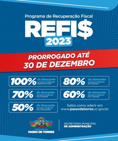 Passo de Torres prorroga data para regularização do Refis 2023