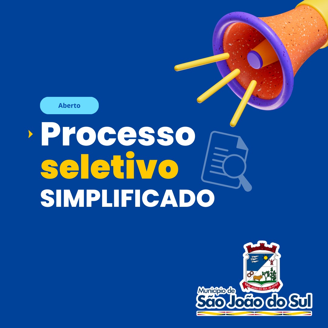 Processo Seletivo da Prefeitura de São João do Sul com inscrições abertas até a próxima segunda-feira