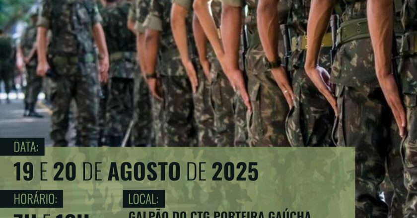 1ª Etapa da Comissão de Seleção dos jovens para o Exército em Torres acontecerá nos dias 19 e 20 de agosto