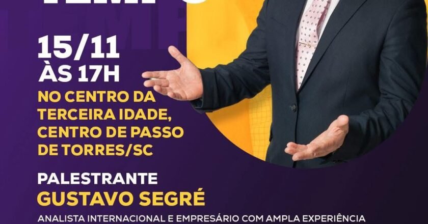 Palestra “Ainda Dá Tempo” será realizada em Passo de Torres no dia 15 de novembro