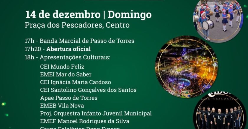 “Natal Iluminado” de Passo de Torres acontece no dia 14 de dezembro