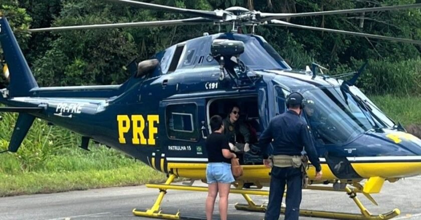 PRF realiza escolta terrestre e transporte aeromédico de criança com câncer entre Garuva e Curitiba